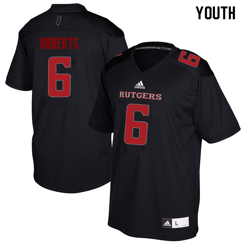 Youth #6 Deonte Roberts Rutgers Scarlet Knights College Football Jerseys Sale-Black - Click Image to Close